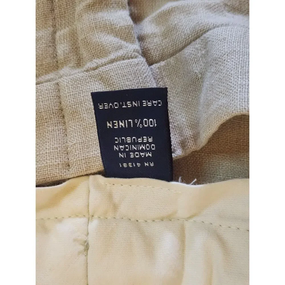 Polo Ralph Lauren Men's Beige Pleated Linen Pants Straight Leg Reg